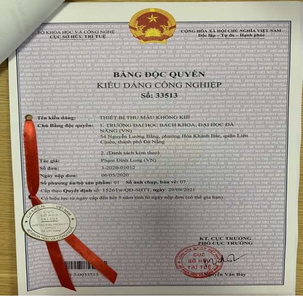 One more lecturer from University of Science and Technology - UD has been granted an industrial design patent by the National Office of Intellectual Property of Vietnam